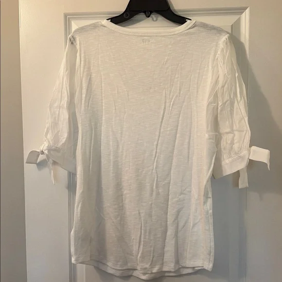 NWT GAP Essential Rib Puff Short Sleeve scoop-neck Knit Top XL Tall. White. - Picture 5 of 6